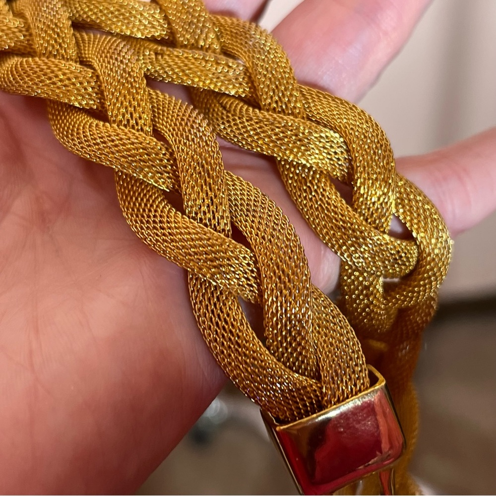Vintage 80 90 Retro Thick Wide Mobwife Maximalism Gold Chocker Necklace - Picture 7 of 15